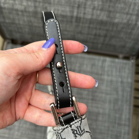 Vintage Y2K Lauren Ralph Lauren Monogram Cotton Canvas Mini Shoulder Bag - Picture 5 of 10